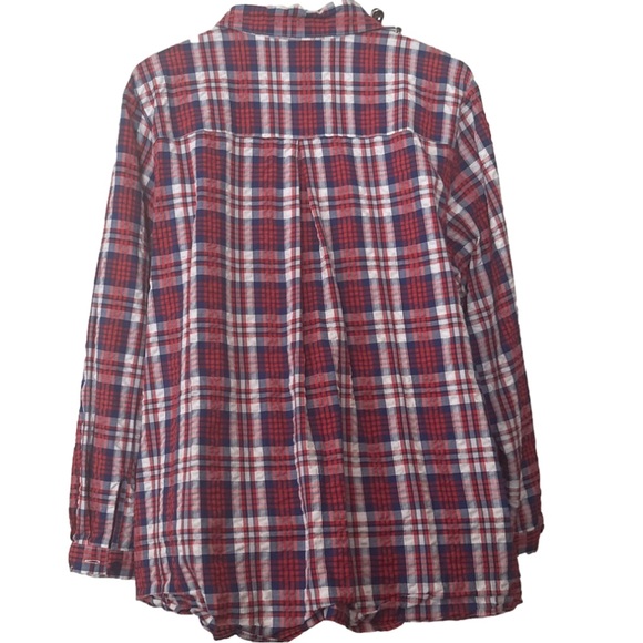 NWOT LS Joan Rivers sear sucker red and blue 2x - Picture 2 of 5